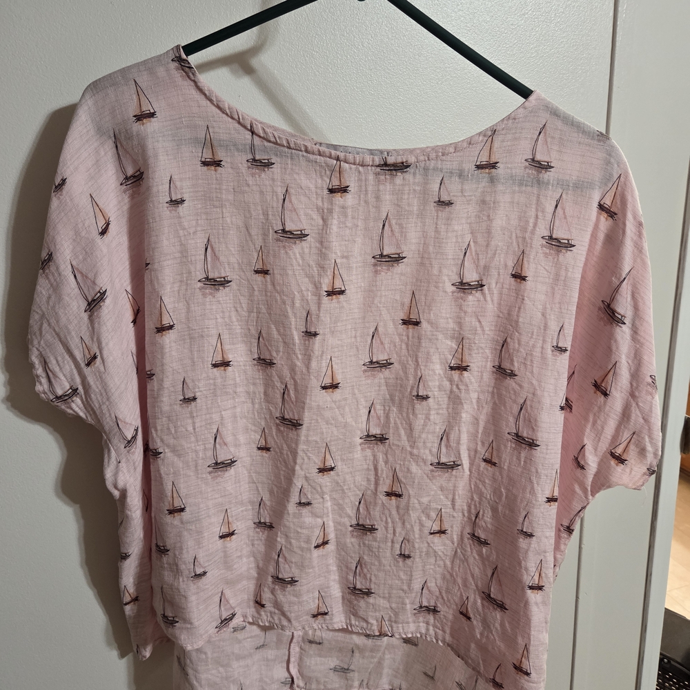 Cut Loose Light Pink Sailboat Pattern Blouse